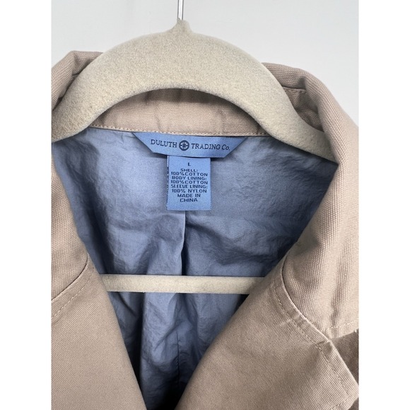 Duluth Trading Co Women's Blazer Jacket Beige Notch  Buttons Large Canvas Cotton - Picture 2 of 13